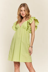 ADORA Smocked Back Ruffled Cap Sleeve Babydoll Dress OutfitFlow
